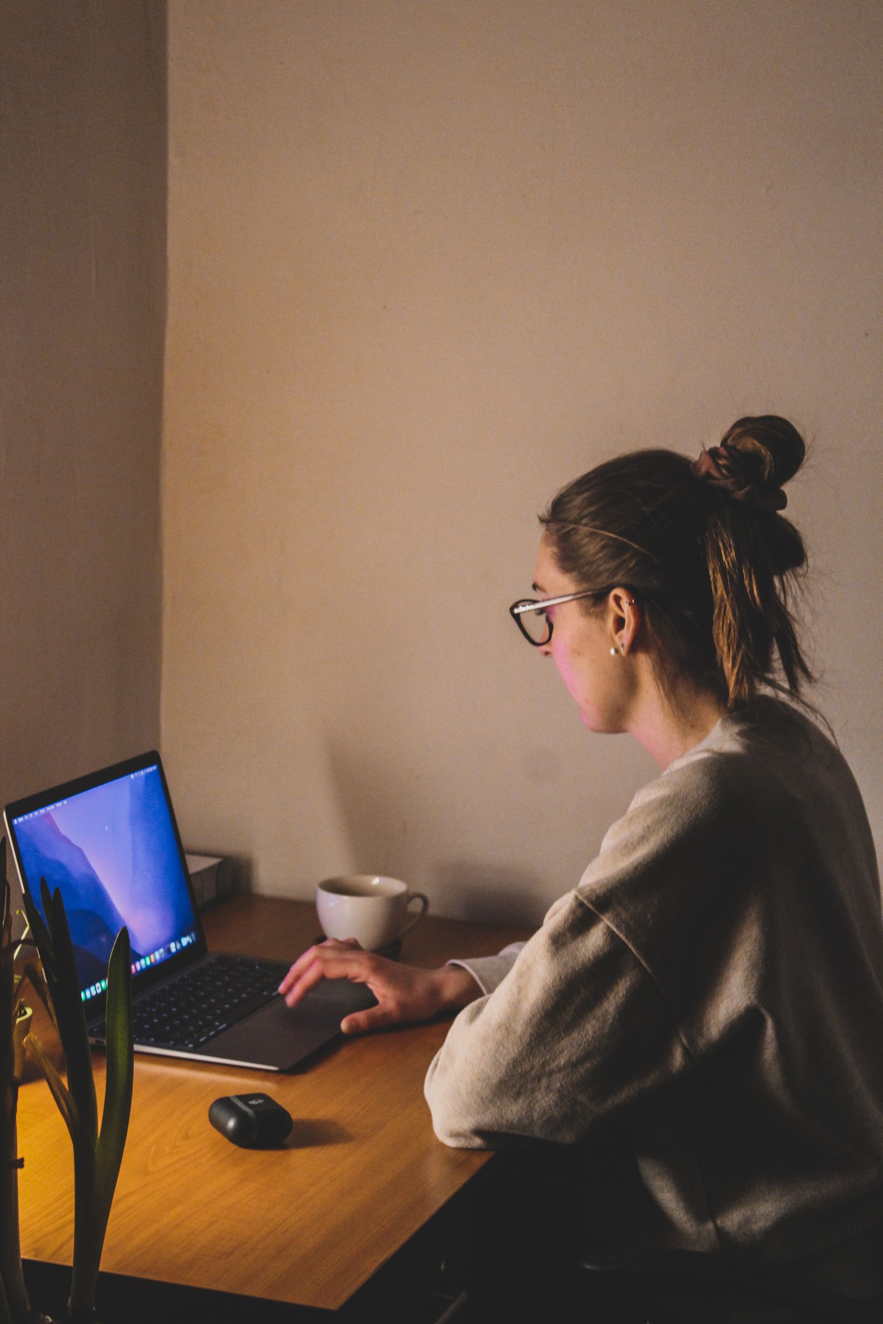 Programming session using a laptop in an office setting